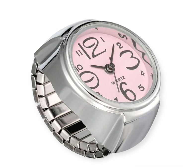 Luxe Pink Dial Silver Ring Watch