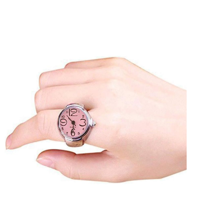Luxe Pink Dial Silver Ring Watch