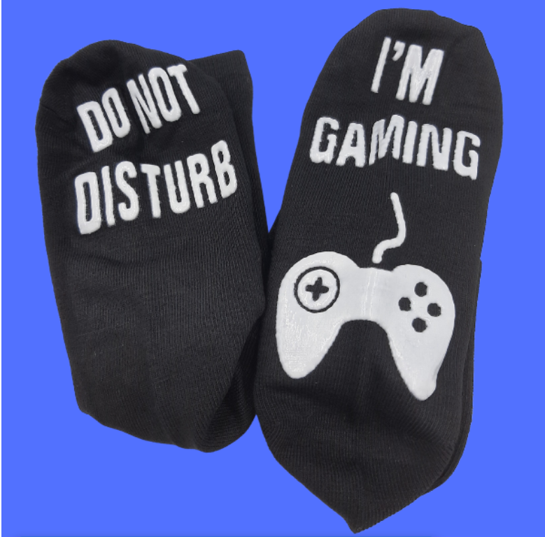 Gaming Socks for Gamers in White Print Funkiest Gift for Gaming