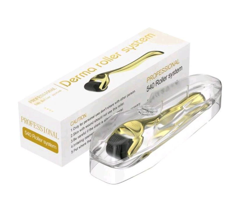 Gua Sha & Acupuncture Massage Tool with 0.5mm Gold & Black Derma Roller