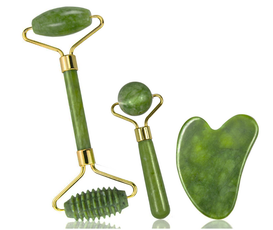 Gua Sha & Jade Roller, Face Roller, Guasha Facial Massage Tool 4 in 1