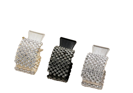 Small Rhinestone Hair Clips - 3-Piece