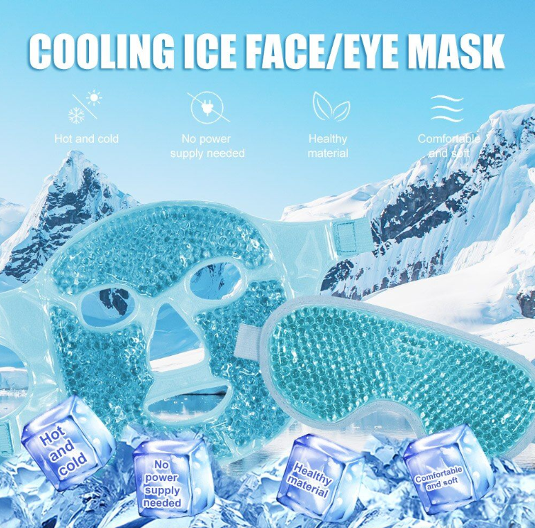 Beauty Health Migraine Relief Anti Aging Cooling Eye Mask and Face Mask - Green