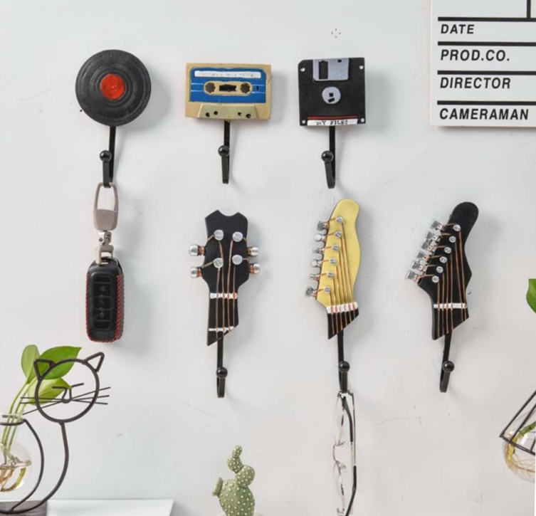 Decor Wall Mounted Resin Guitar Head Coat & Hat Hook Set of 3 (19cm)