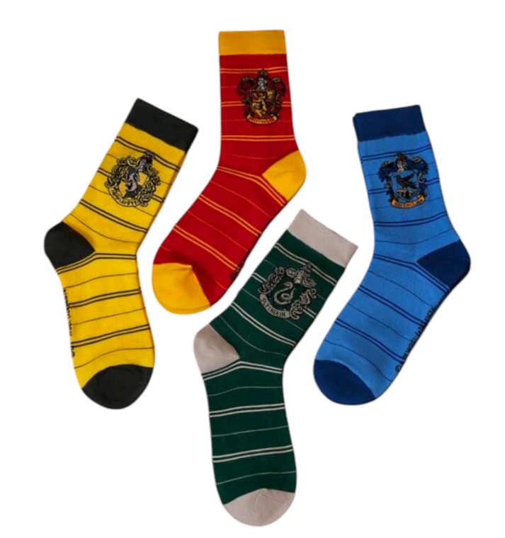 Harry Potter Hogwarts House Mid-Calf Socks Collection - 4-Pair Gift Set