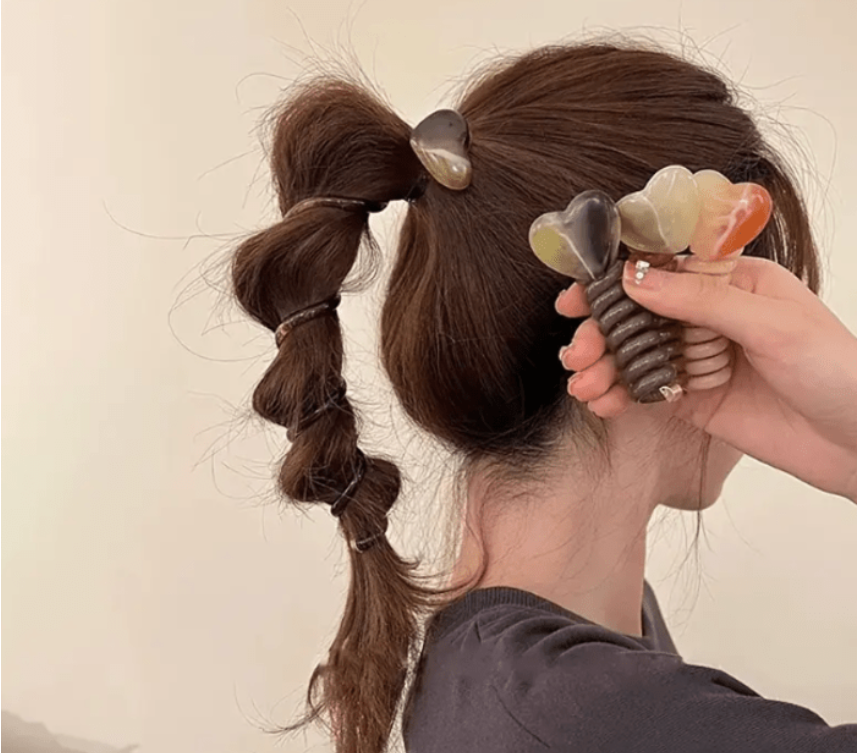 Chic Spiral Hair Ties and Heart-Shaped Braiding Tool