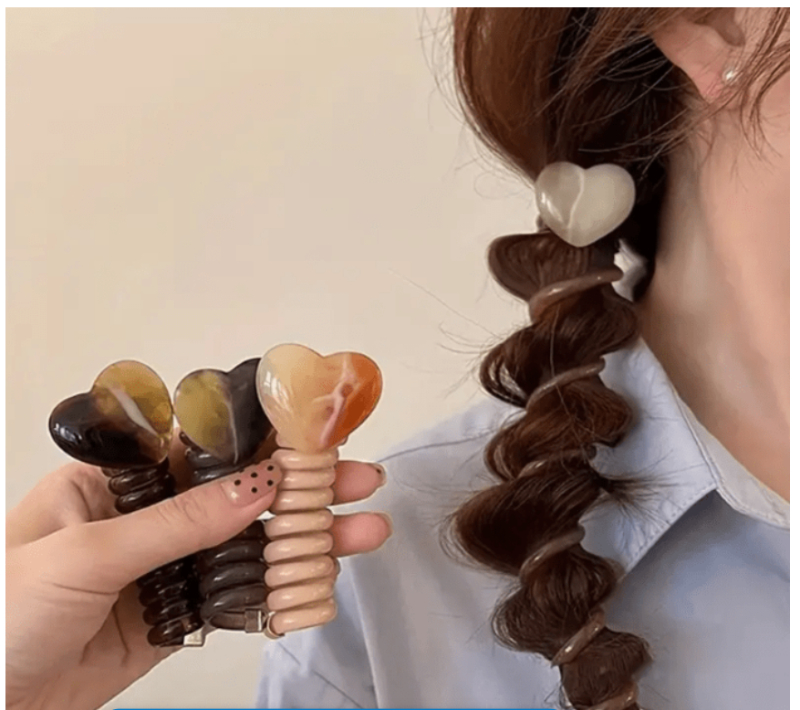 Chic Spiral Hair Ties and Heart-Shaped Braiding Tool