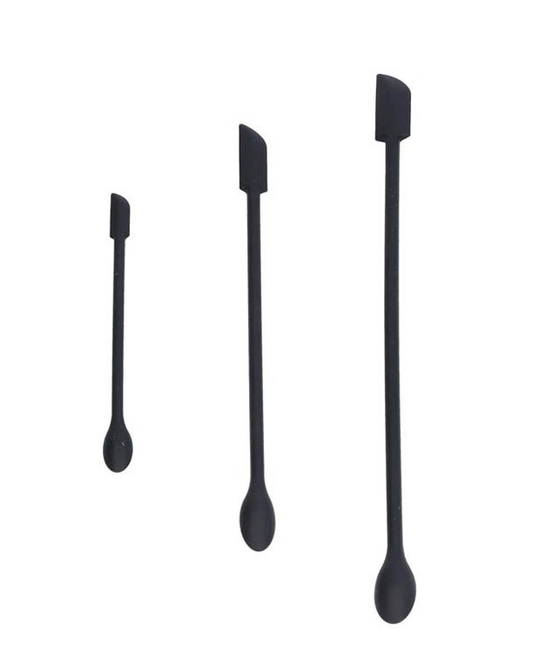 Silicone Spatular Narrow Bottle Jar Scraper Tool - Set - Black