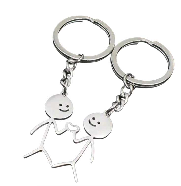 1 Pair Stickman Matching Heart Key Chain