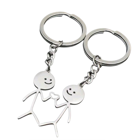 1 Pair Stickman Matching Heart Key Chain