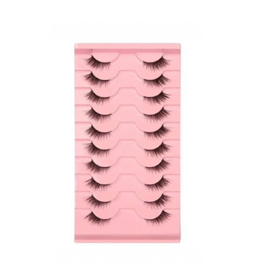 10pairs Cat Eye Style Natural Crossed & Extended Black False Eyelashes