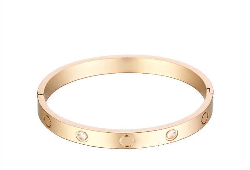 Love Studded Bracelets - Set of 3 - Rose Gold