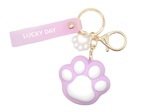 Large Cute Squishy Cat Paw Keyring - Kawaii Accessory - Purple