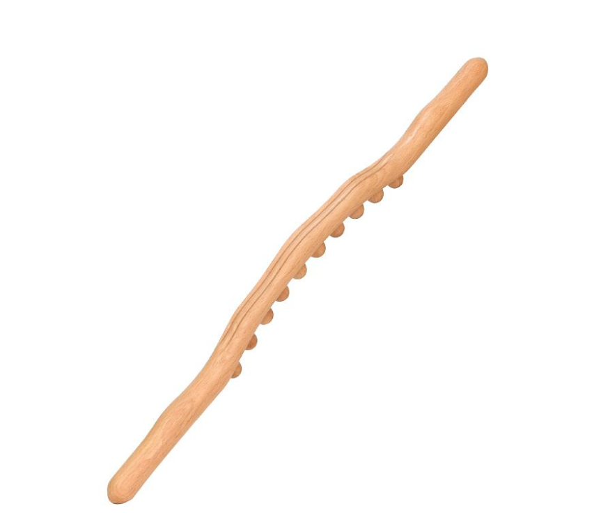 Carbonized 10 bead Guasha Stick and Tendon Massage for Whole Body - Light brown