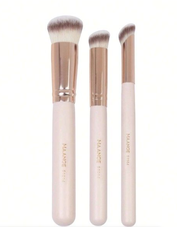 MAANGE - 3-Piece Ultra-Soft Luxury Makeup Brush Set - Apricot