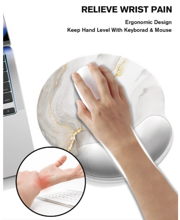 Marble Print Milk Silk Fabric Wrist Rest Mouse Pad