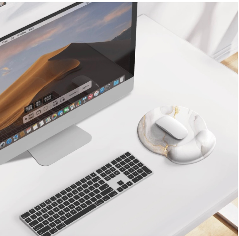 Marble Print Milk Silk Fabric Wrist Rest Mouse Pad