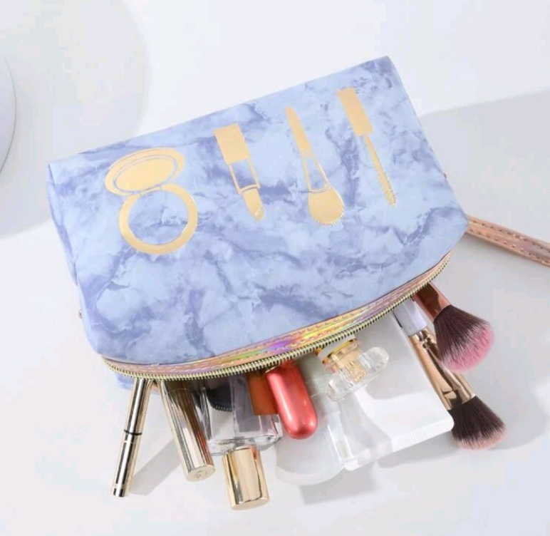 Marble Makeup Bag - Blue