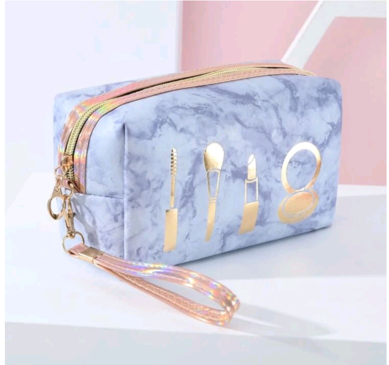 Marble Makeup Bag - Blue
