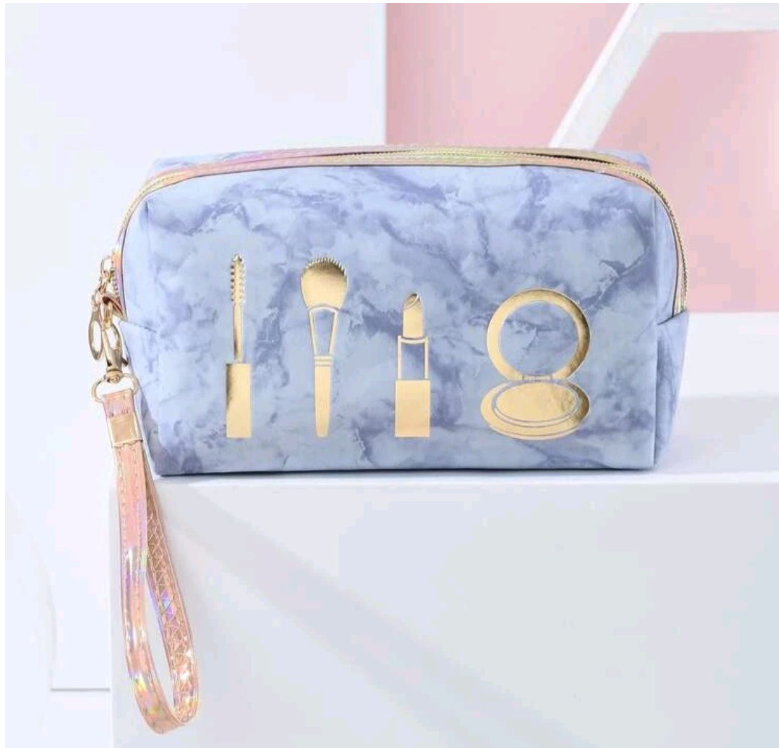Marble Makeup Bag - Blue