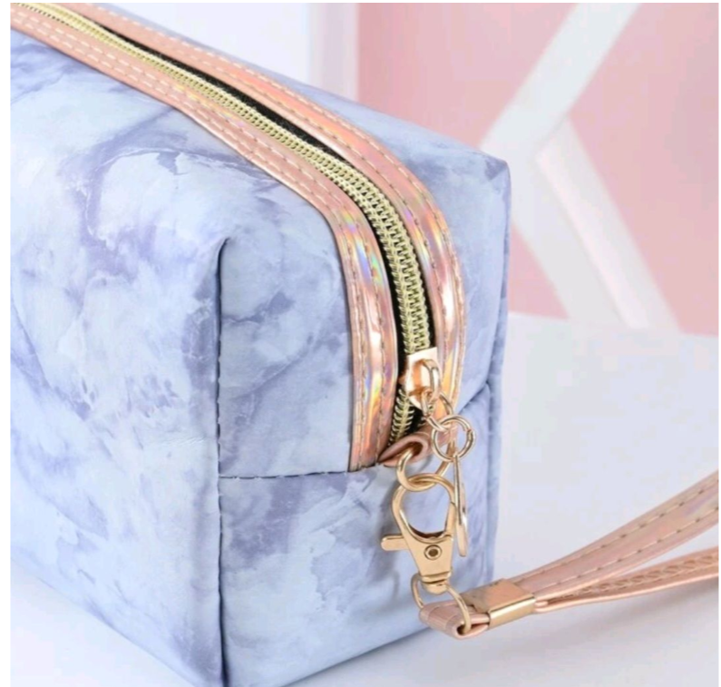 Marble Makeup Bag - Blue