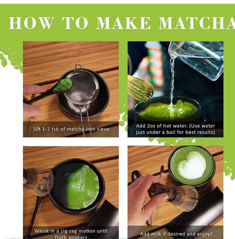 1-Set Matcha Whisk Set - Tea Whisk + Bamboo Scoop + Tea Spoon