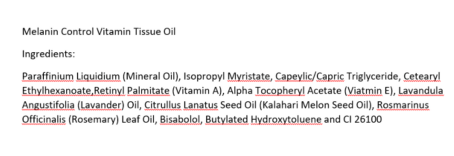 Melanin Control Vitamin Tissue Oil