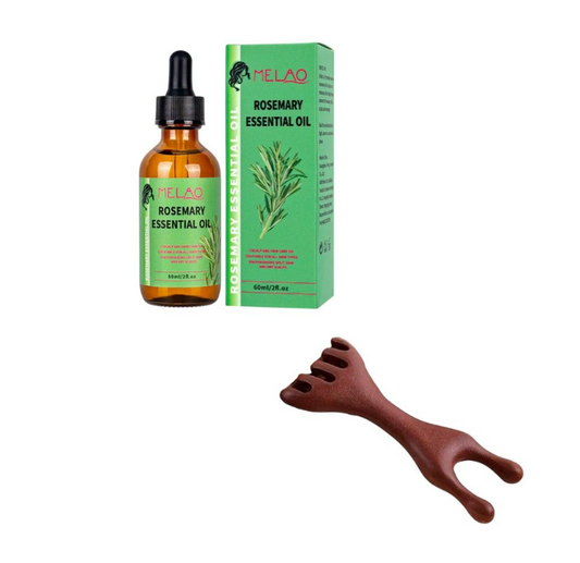 Melao Rosemary Essential Hair Oil With Plastic Wooden Like Scalp Massager