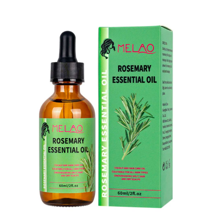 Melao Rosemary Essential Hair Oil With Plastic Wooden Like Scalp Massager