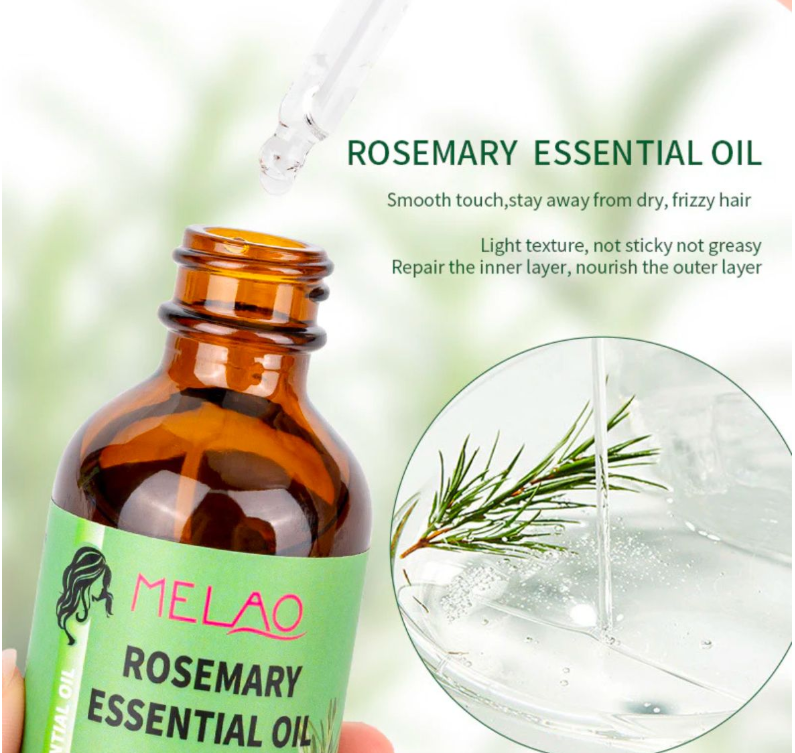 Melao Rosemary Essential Hair Oil With Plastic Wooden Like Scalp Massager