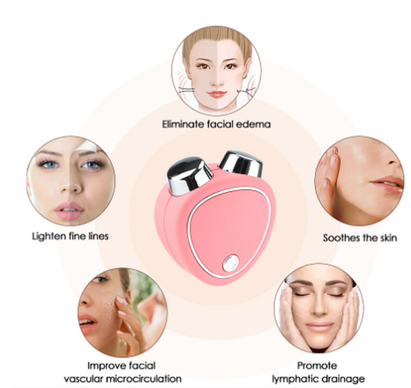 Mini Micro-Current Facial Lifting Skin Tightening & Wrinkle EMS Device - Pink