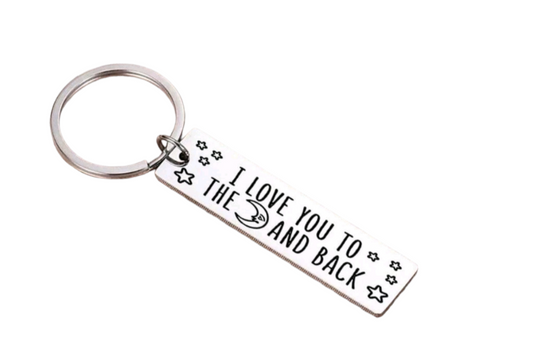 I Love You to The Moon and Back Stainless - Steel Keychain