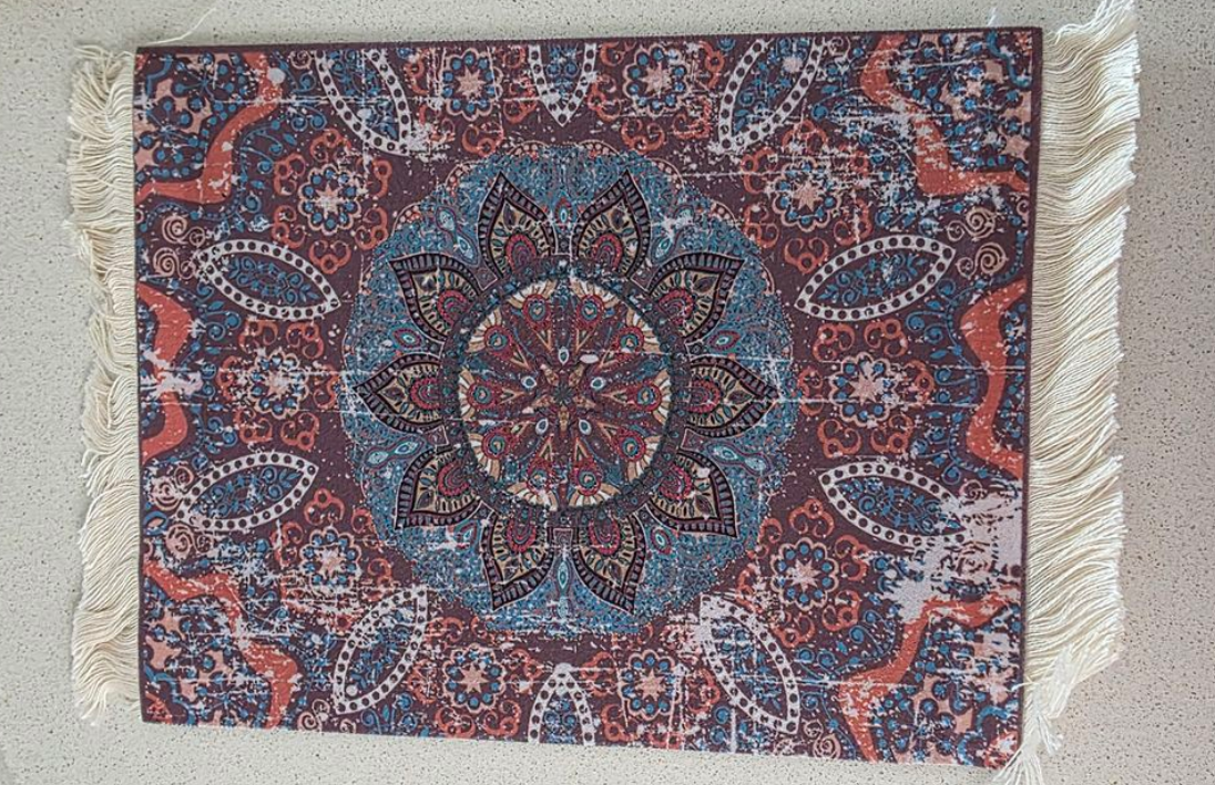 Arabian Persian Style Tassel Trim Mouse Pad - Blue, Brown