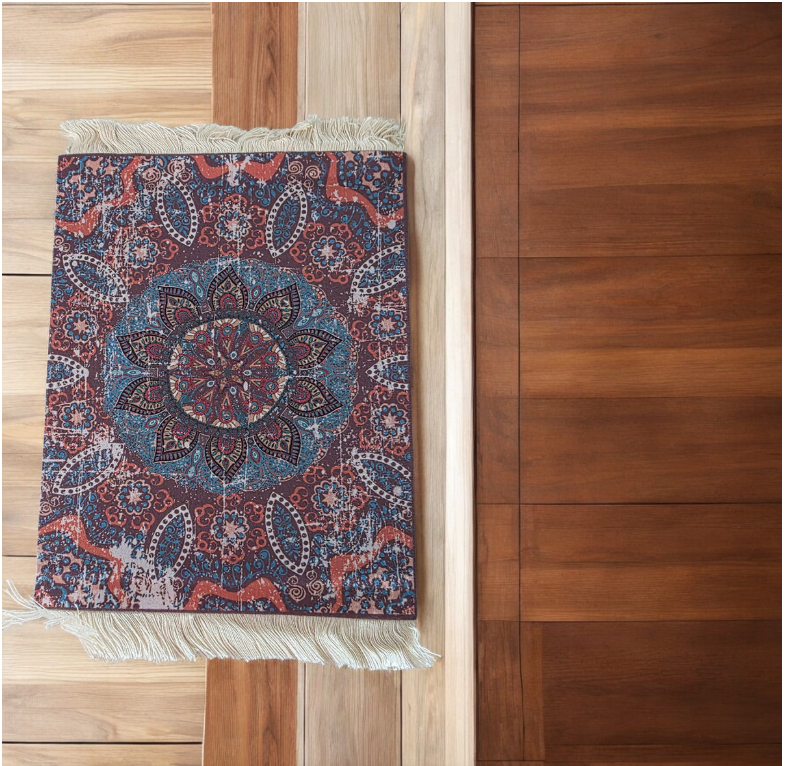 Arabian Persian Style Tassel Trim Mouse Pad - Blue, Brown