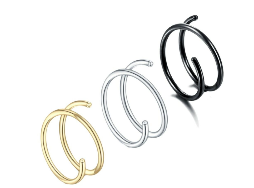 3 Piece Twirly Unisex Stainless steel Nose Rings