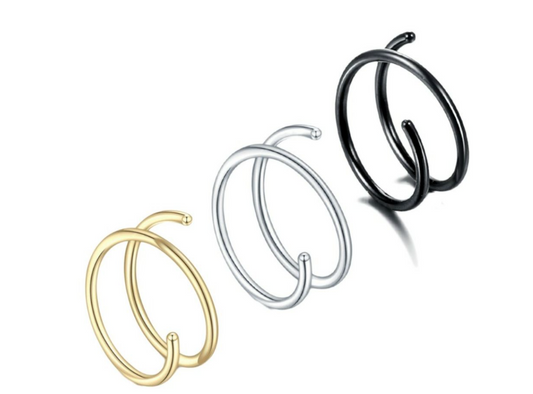 3 Piece Twirly Unisex Stainless steel Nose Rings