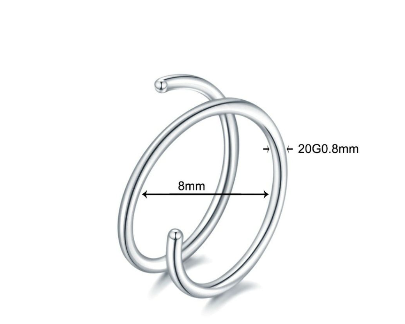 3 Piece Twirly Unisex Stainless steel Nose Rings