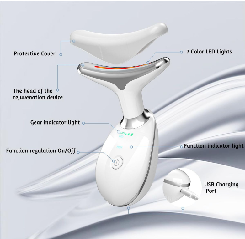 Face Neck Beauty Device, 7 Color Led Face Neck Massager
