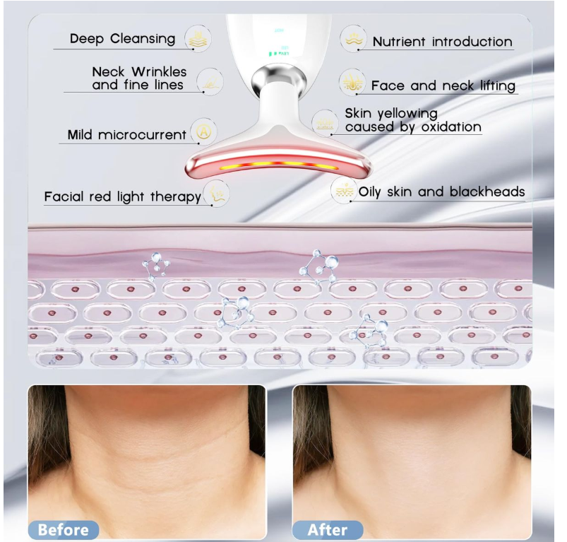 Face Neck Beauty Device, 7 Color Led Face Neck Massager