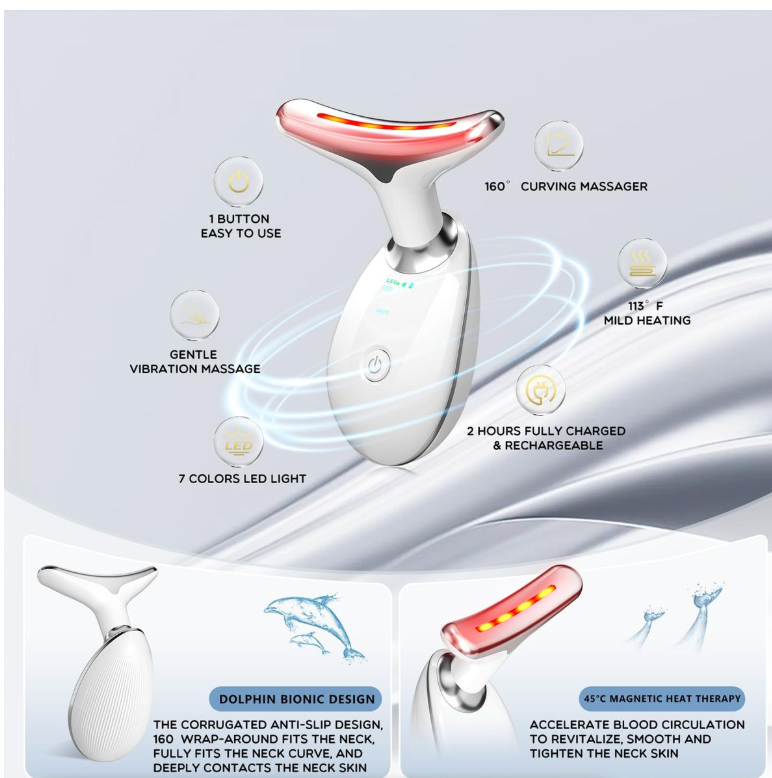 Face Neck Beauty Device, 7 Color Led Face Neck Massager