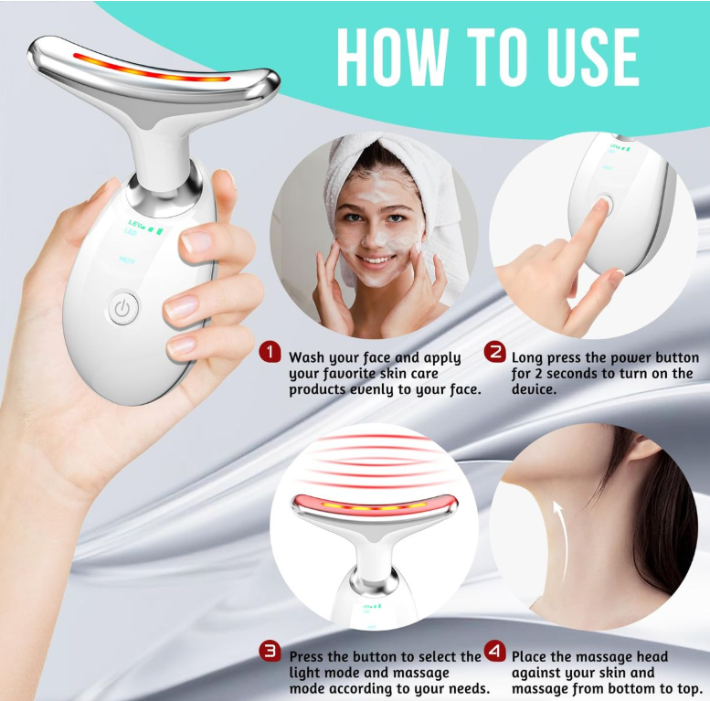 Face Neck Beauty Device, 7 Color Led Face Neck Massager