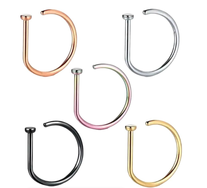 5 Piece Round Titanium Nose Ring Set