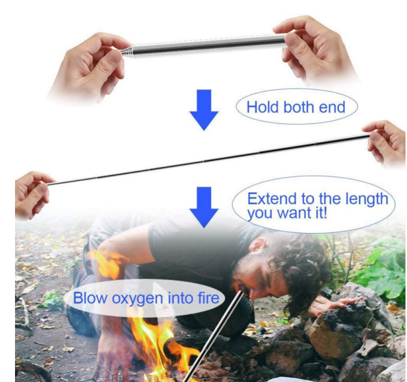 Outdoor Pockets Bellow Collapsible Blow Fire Tube