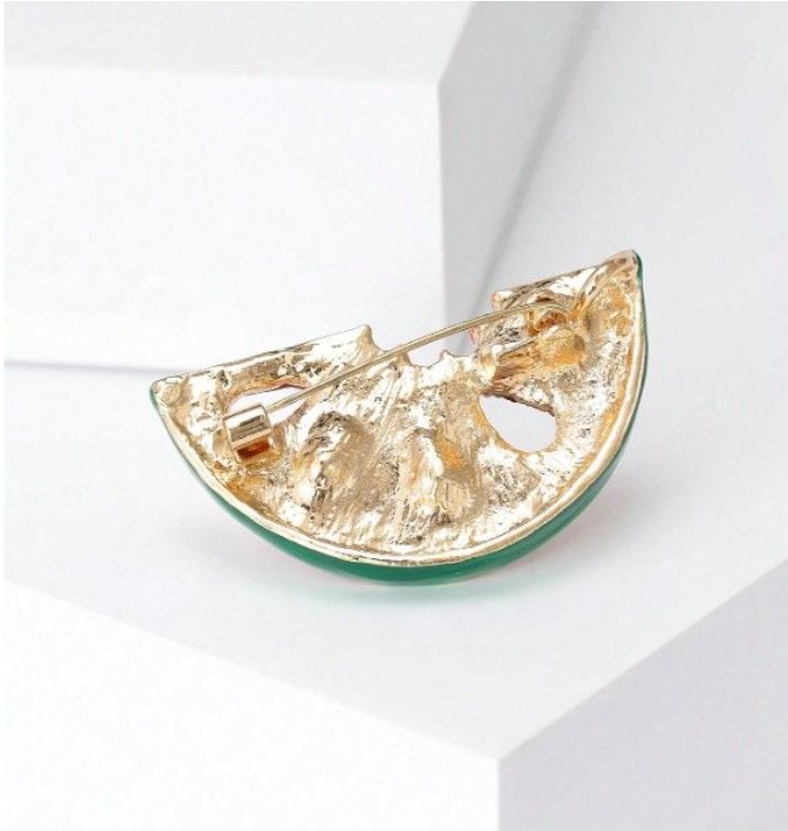 Palestinian Keffiyeh & Rhinestone Watermelon Brooch Set