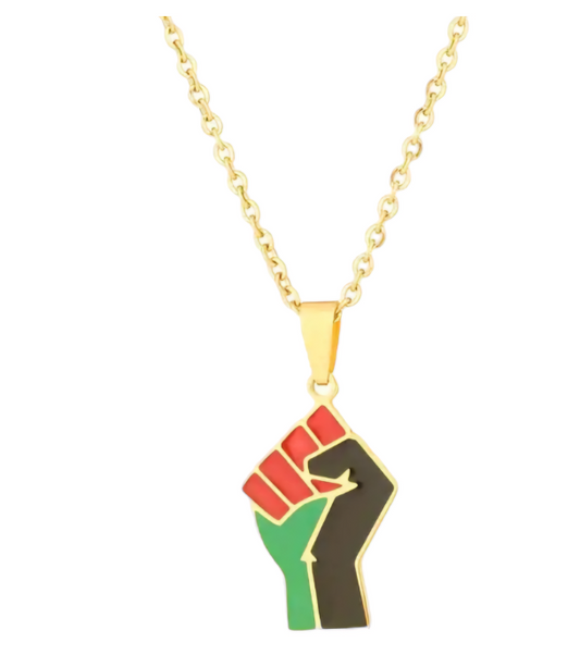 Palestine Fist Power Pendant Necklace - Gold