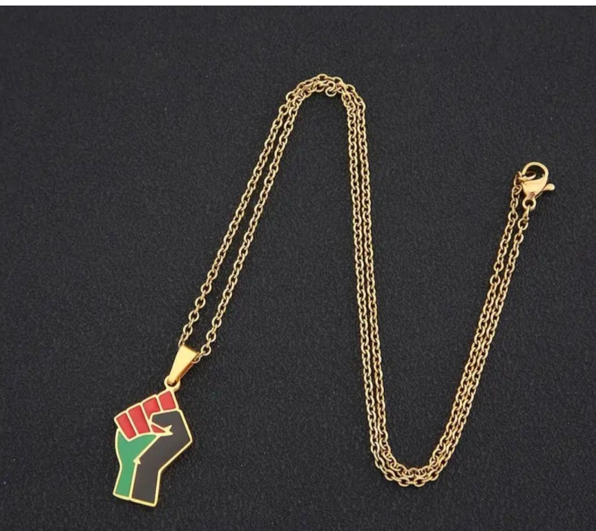 Palestine Fist Power Pendant Necklace - Gold