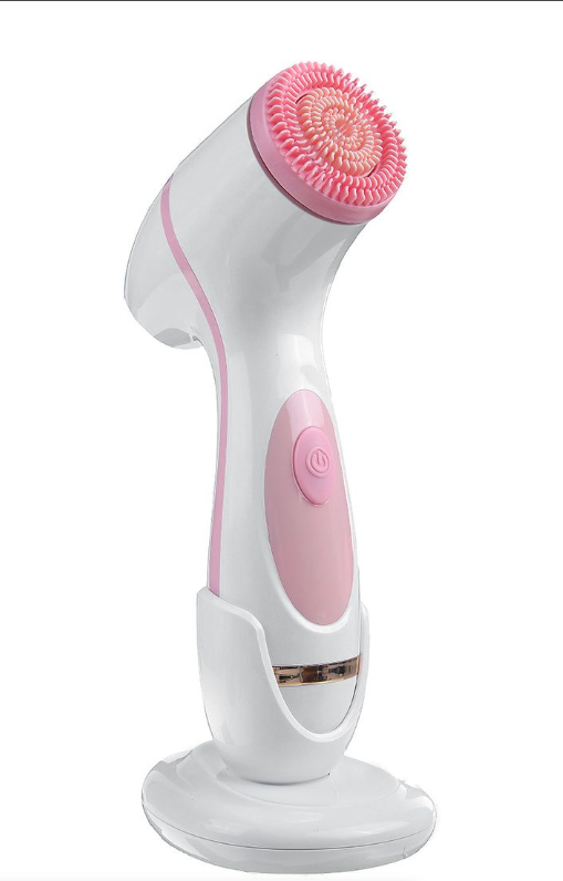Silicone Facial Cleansing Device - White, Pink