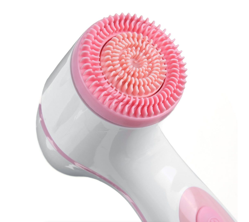 Silicone Facial Cleansing Device - White, Pink