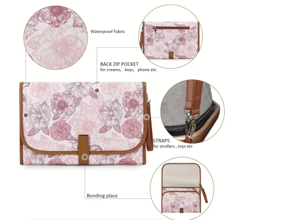 Portable Baby Nappy Changing Mat/Pouch - Pink