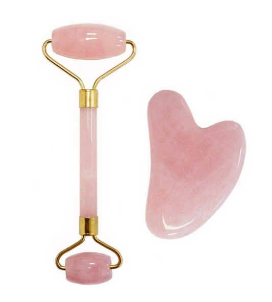 Rose Quartz Jade Stone Roller & Gua Sha